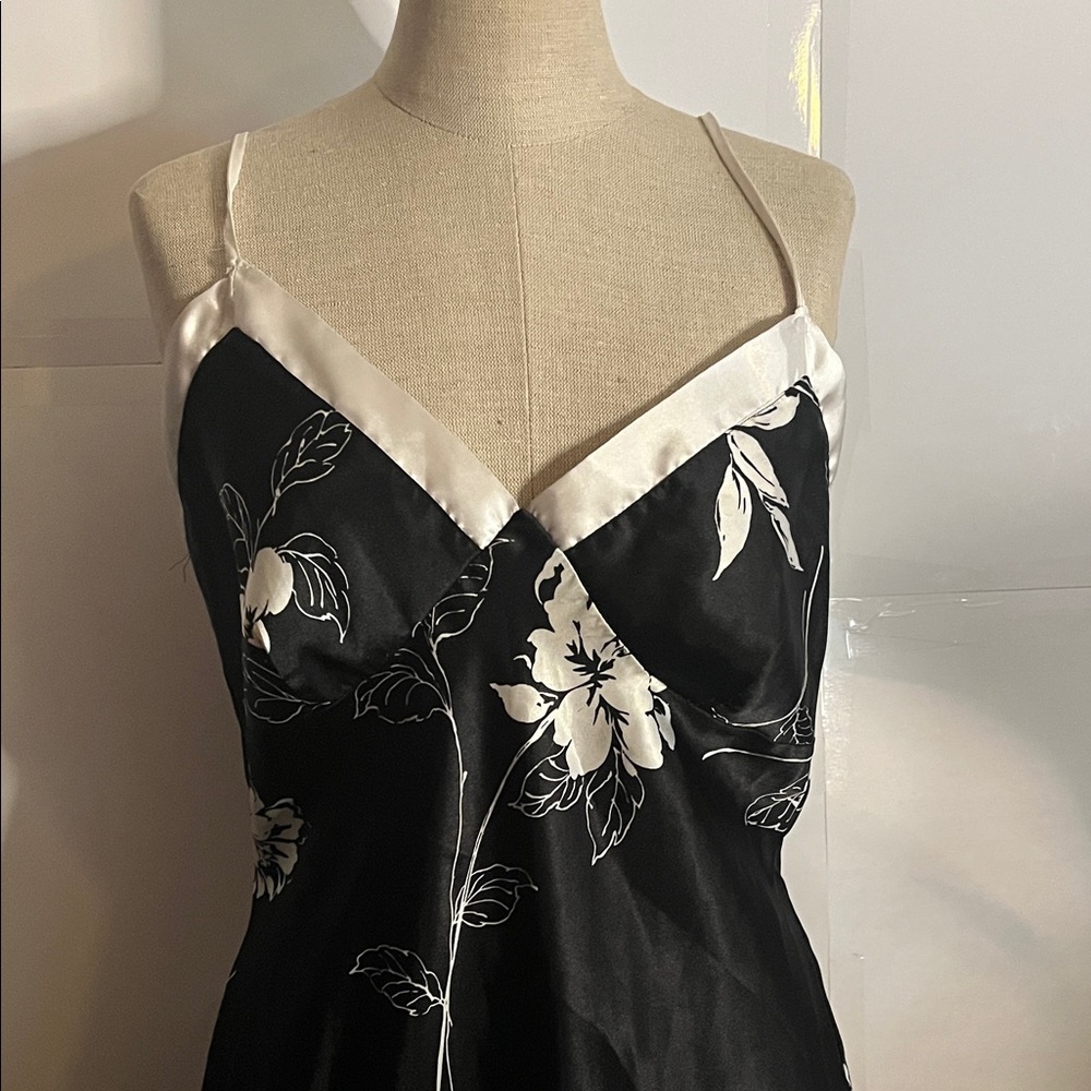 😄Vintage slip dress maxi satin double side slits medium